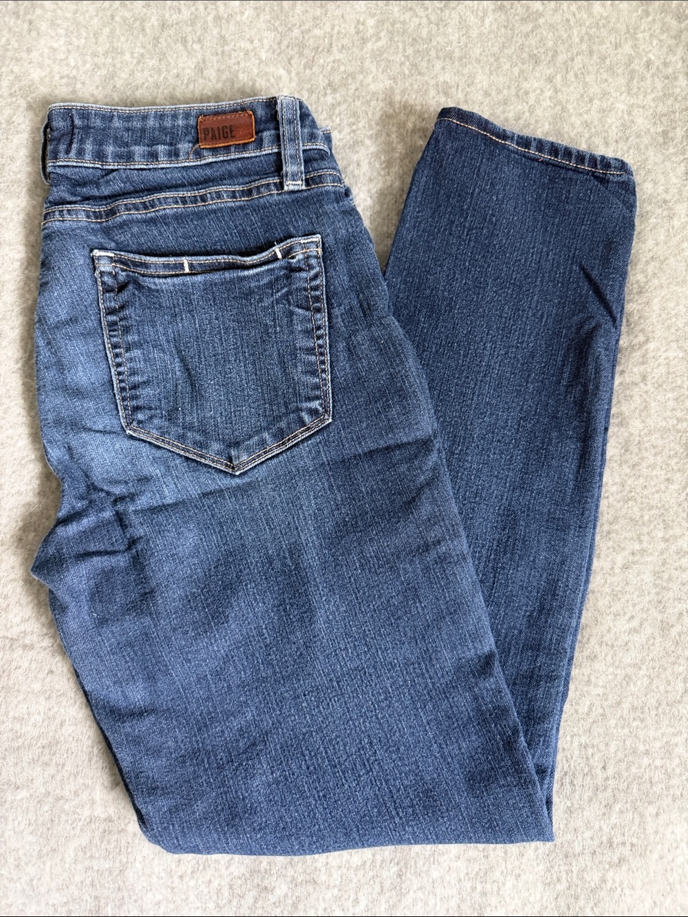 PAIGE Women’s Straight Jeans in Medium Wash Blue